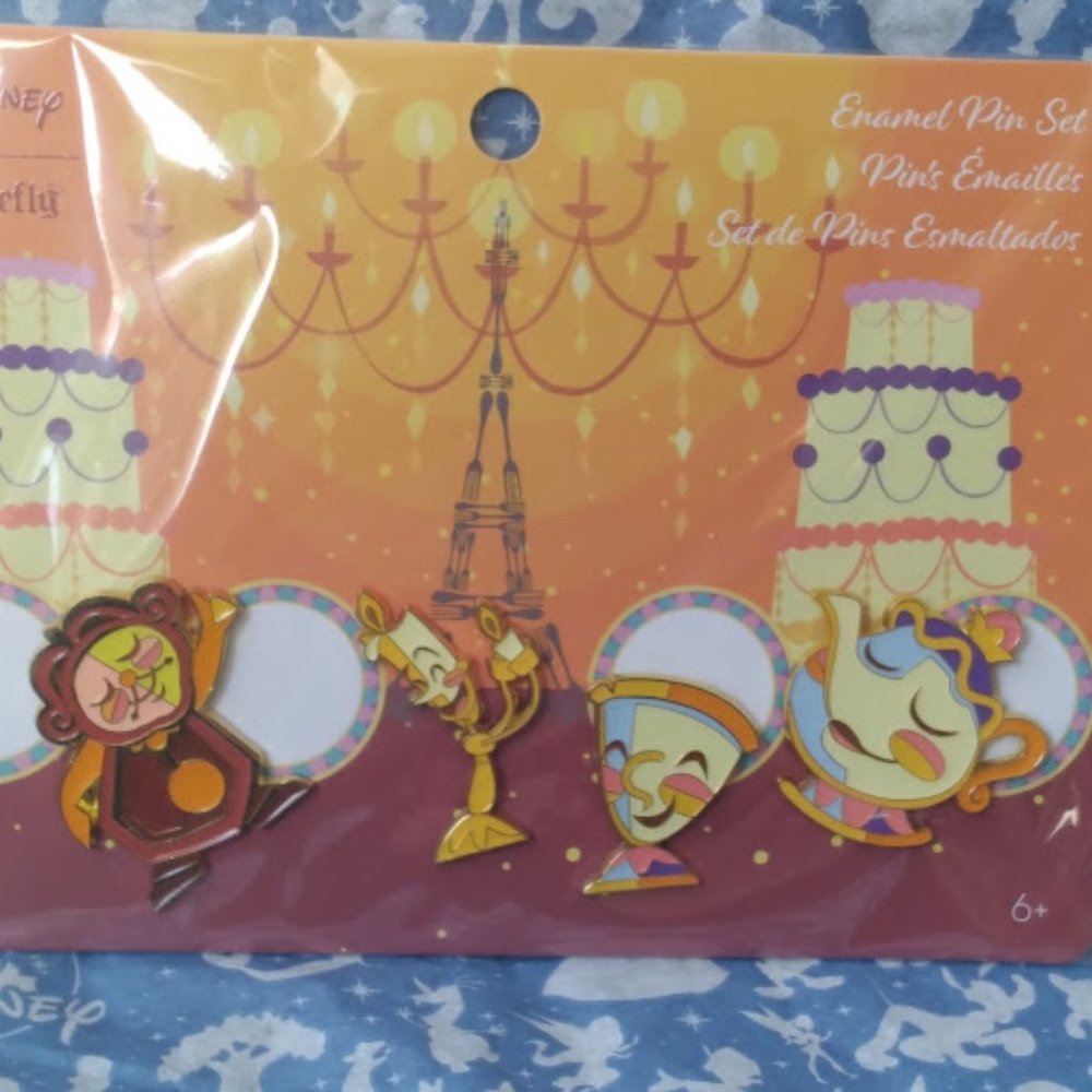 2 sets Loungefly Disney Beauty and the Beast Enamel Pin Set